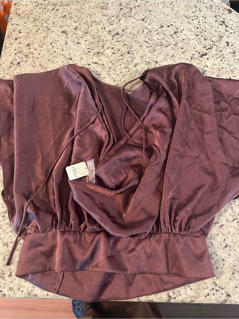 Free People Satin Dolman Blouse in Dusty Plum